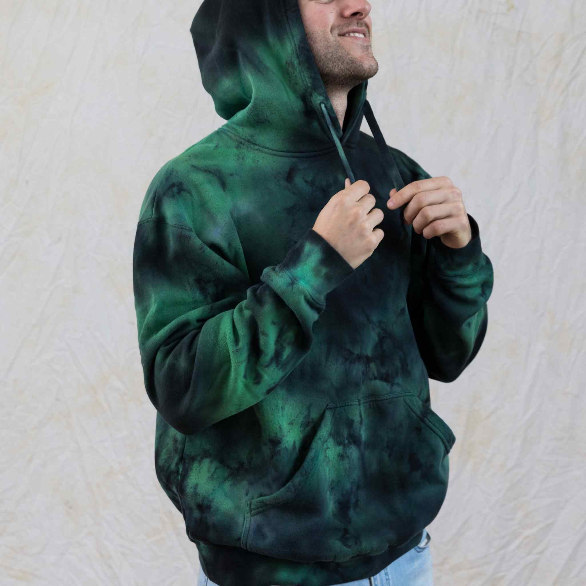 Alien black and green tie dye hoodie unisex dark hoodie fleece