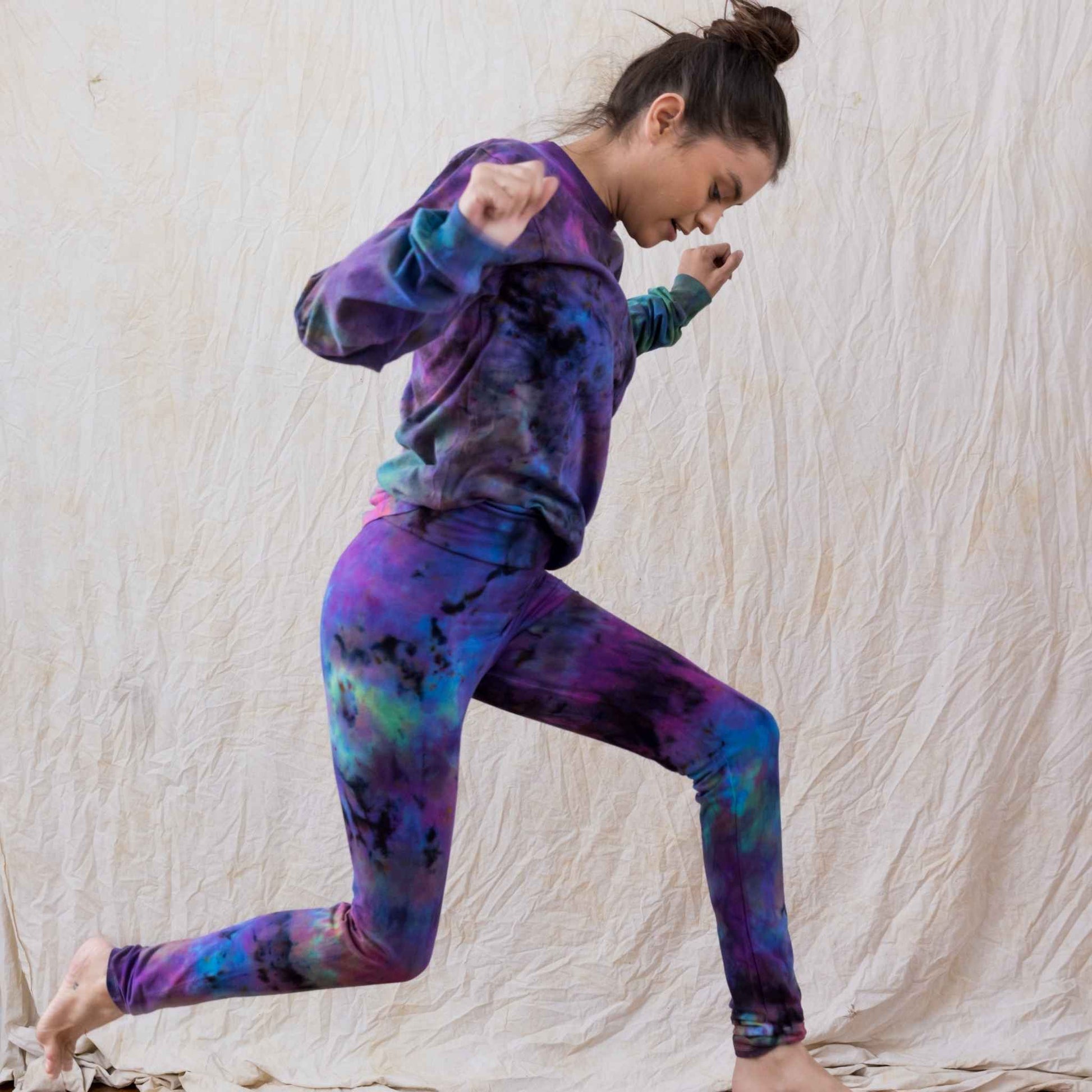 Psychedelic rainbow cotton organic yoga leggings soft breathable